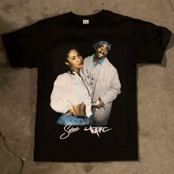 Tupac and Selena Vintage Tshirt, 2Pac Shakur Colap Selena Shirt For Men - Picture 1 of 2